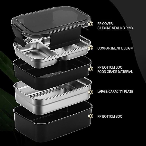 304 Rustfrit Stål Madkasse Børne Bento Madbeholder