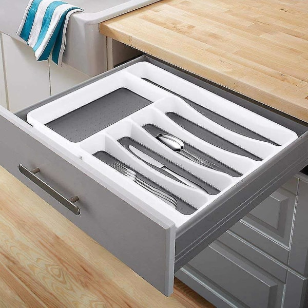 Cutlery Tray, Muoviset Lusikkalaatikkojen Järjestäjä, Hopea-astioiden Teline Lusikoille, Haarukoille, Veitsille, Täydellinen Keittiöön, Kotiin, Toimistoon, Liukumaton Ja Tilaa Säästävä