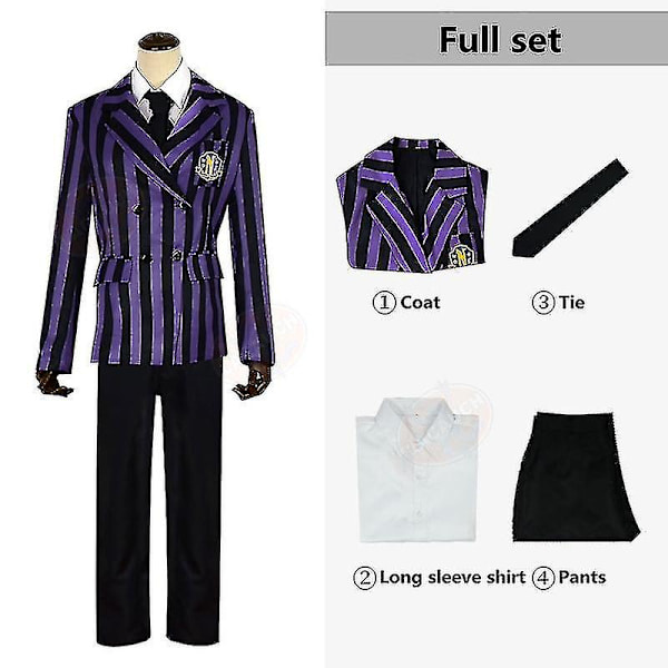 Wednesday Addams The Addams Family Nevermore Kostyme Uniform Dresssett Kvinneklær L Style 6