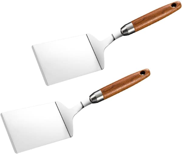 2 stk. stekespader i rustfritt stål, kokeverktøy, Teppanyaki-bakeverktøy