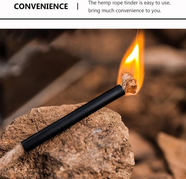 5 st vaxad eldstadsrep Jute Flame Fire Rope för camping och vandring utomhusöverlevnad