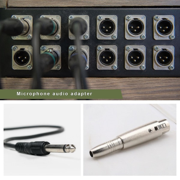 XLR-naaras 3-nastainen 6,35 mm:n naarasstereo-liitäntäsovittimet (hopea) (2 kpl)