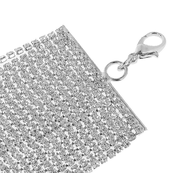 Kvindesparkende Krystal Rhinestone Luksus Fest Multilayer Halskæde Skinnende Choker - Sølv