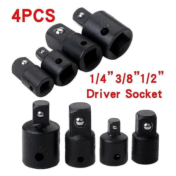 Forlenger- og redusersett, klikkadapter, reduseradaptere for stikkontakter og bits, 4 stk, 1/2\", 1/4\", 3/8\", driver
