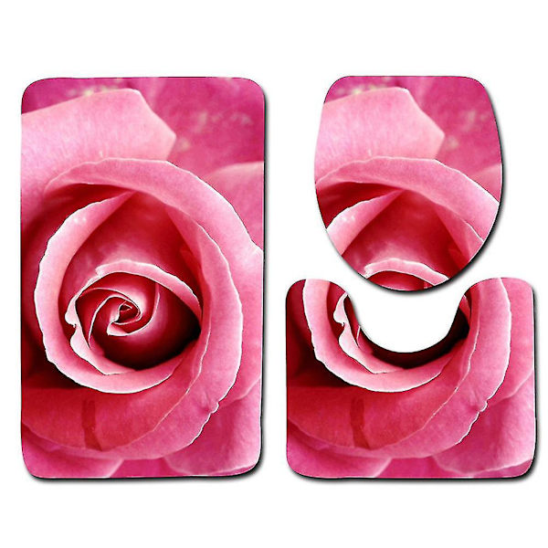 3-pack halkfri badrumsmatta, badrumsmatta, kontur, toalettlock, set, hem, badrum