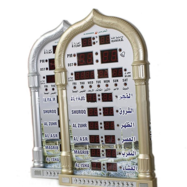 Azan-klokke, bønn-tidtabellklokke, muslimsk digital alarm, ha-4008 Gold