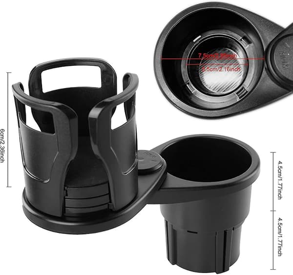 Dobbel koppholder til bil, Multifunksjonell koppholderforlengeradapter, 2 i 1 justerbar