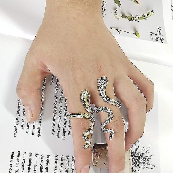 3d slangeringer, justerbar enkel åpen ring personlig (gylden)