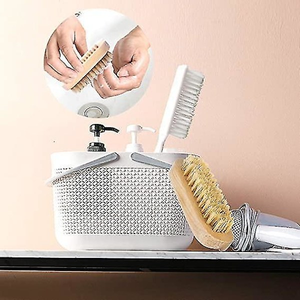 5 kpl Kynsiharjoja Puusta Kaksoispuolinen Pitkä Kahva Grip Puhdistaja