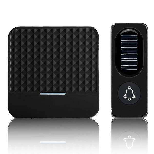 Solcellsdriven Vattentät Trådlös Dörrklocka Plug Smart Dörrklocka (svart) A-yuhao