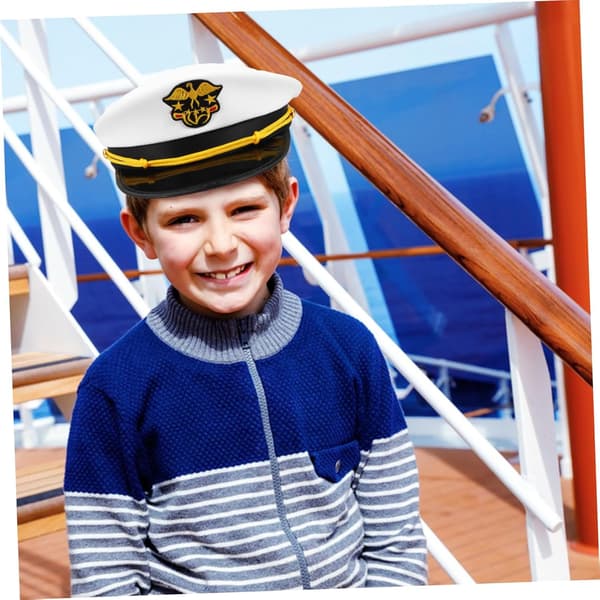 Gutter og jenter Marinehatt Kaptein Cosplay Hatt til fest Brodert design Hodeomkrets