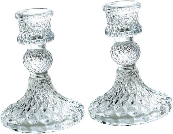 2 stk. glasslysestaker for romantisk spisebordsdekorasjon, lysestaker til hjemmebruk