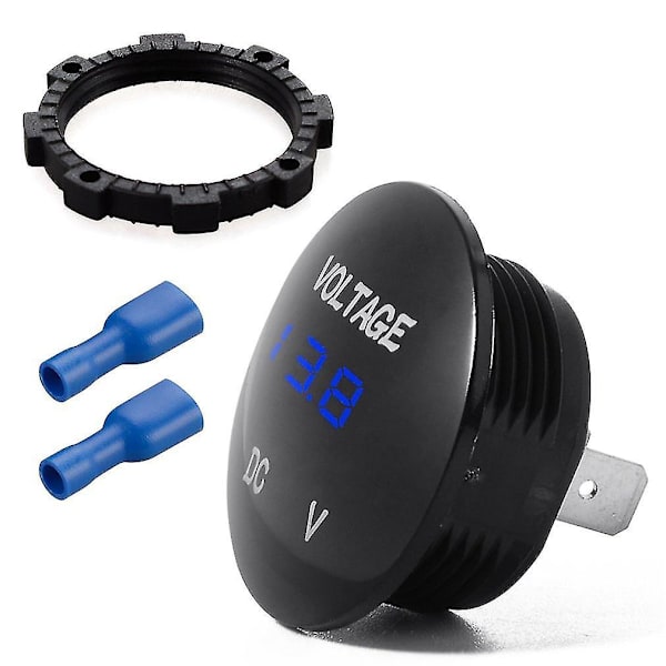 Bil LED 12-24V Batterimonitor Spänningsmätare Termometer
