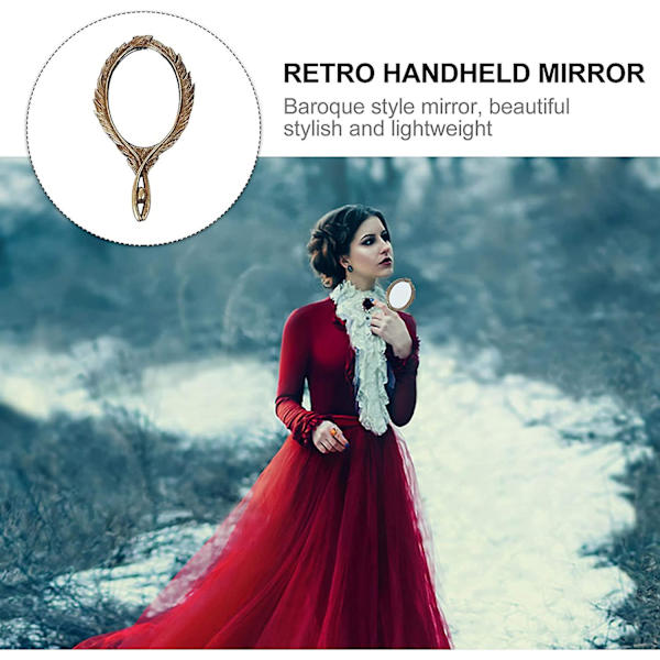 Vintage Hand Spegel Barock Antik Dekor Handhållen Spegel Bärbar Toalettbord Personlig Smink Spegel Dam Flickor