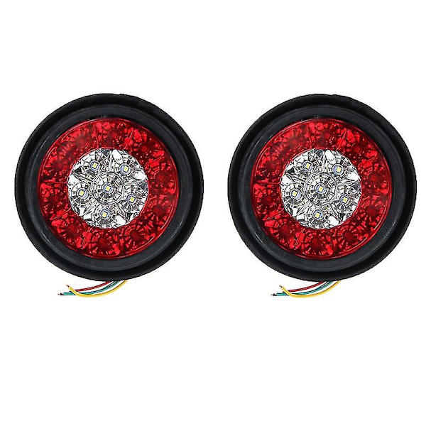 2 stk. 16 LED Dobbelt-farvede Baglygter Runde Baglygter Til Lastbiler Bremsestop