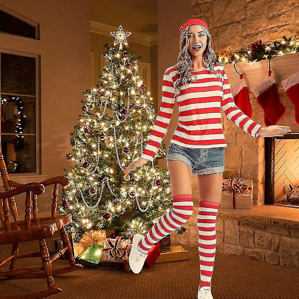 Kostyme for Where's Wally-forestilling Kvinners innovative kostyme Menners Barnhatt Rekvisit Briller L For Man