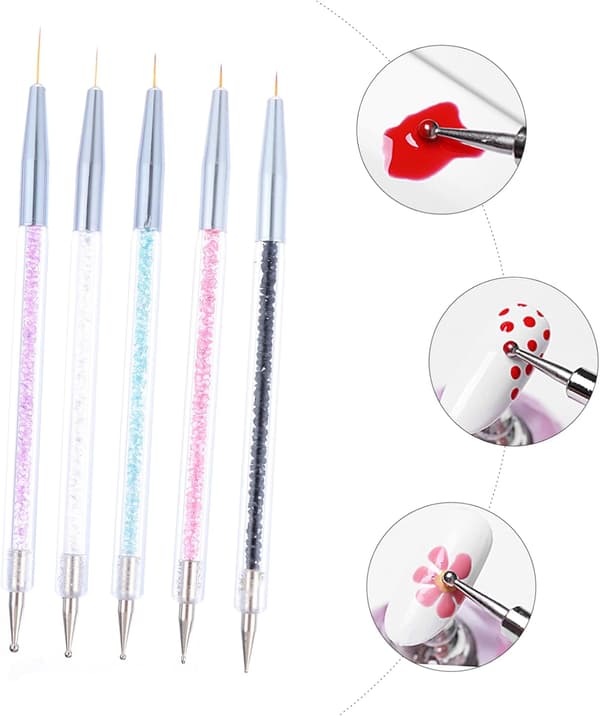 5 st nagelkonstborste liner dotting penna professionella nagelmålningsverktyg resevänlig påfyllningsbar lätt design