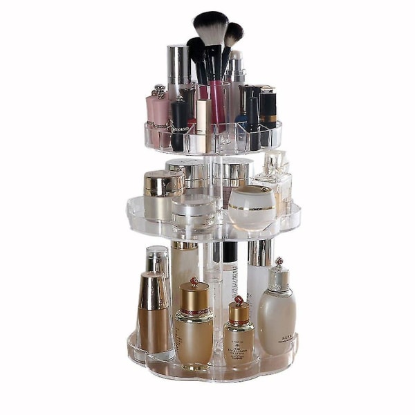 Transparent 360° Drejelig Makeup Organizer Case Kosmetik Smykker Opbevaringsholder