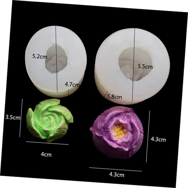 Silikon stearinlysformsett 2 stk tulipan blomster krystall epoxy dråpeform DIY aromaterapi duftlys laging