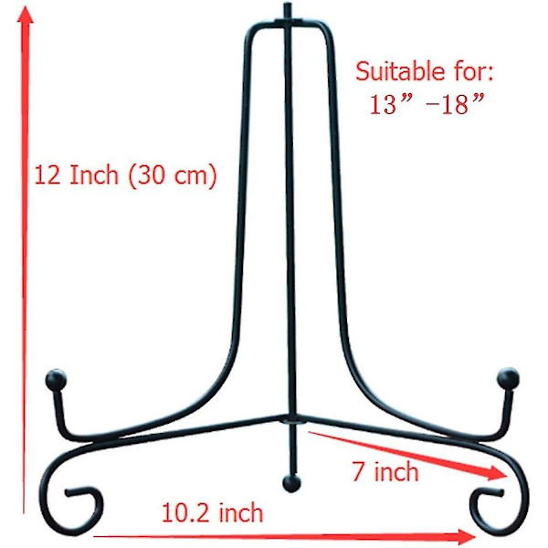 2 Pak Iron Display Stativ, Sort Jern Staffeli Plade Display Fotoholder Stativ, Viser Billedrammer, Dekorative Tallerkener, Tablets Og Kunst 4 Tommer 12 inch