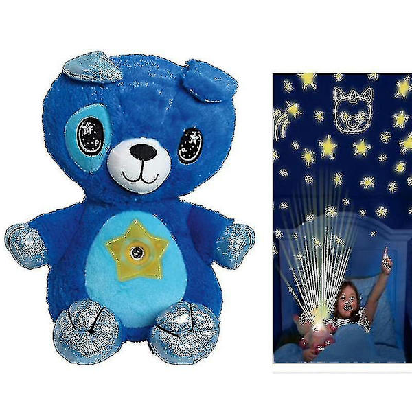 Pariskunnan syntymäpäivälahja, luova lasten projektio yövalo, plushieläin yövalo, söpö sininen pentu Blue bear