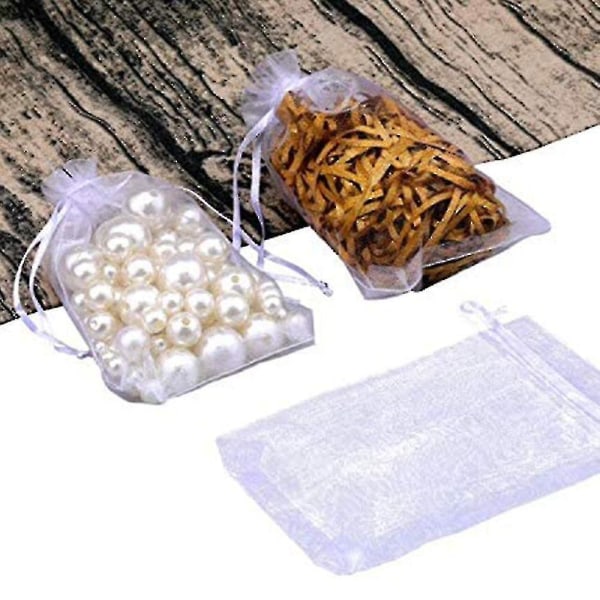 100 stk. Snørepose til Smykker Bryllup Fest Julegave - yuhao 10X15CM White