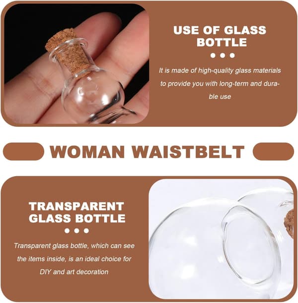 3 st kalebassformade glasflaskor med korklock, glasburkar för DIY-hantverk och konstdekoration