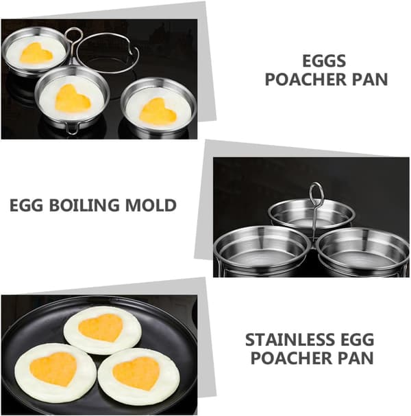 Poached Eggs Cooker Egg Steaming Pan Rustfritt Stål Sølv Lett å Demould