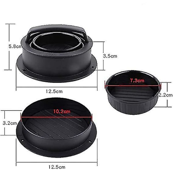 3 i 1 Hamburgerpresse, Non-stick Maskinsett med 50 Gratis Papirer