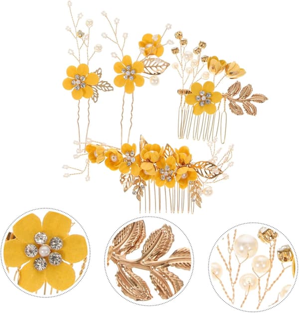 1 sæt elegant blomsterhårkam til bryllupper brudetilbehør smarte blomsterhårnåle