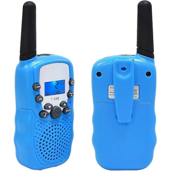 Walkie Talkie Barnradio för Barn, Walki Talki Walkie Talkie med Ficklampa 3KM Räckvidd Woki Toki Leksakspresent, 2 Stycken Blå