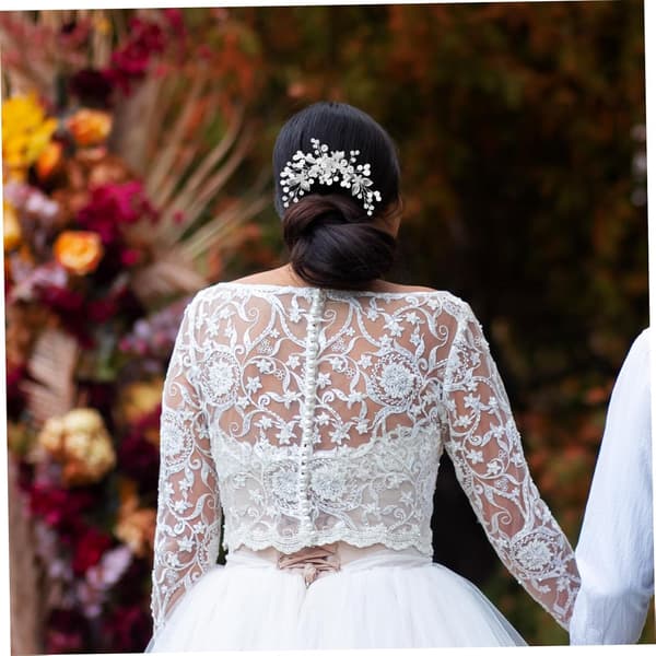 Blomst Rhinestone Hårvin Blomster Hodeplagg Glitrende Bryllupshårtilbehør for Bruder