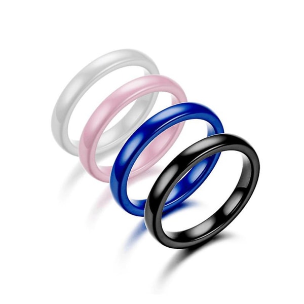 4 stk. Enkle Niche 3mm Keramiske Buede Glatte Ringe Parring Enkle Dame Forbindelsesringe 9 size