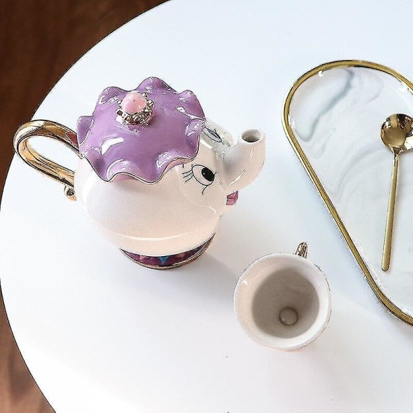 Keramisk teservis Skönheten och Odjuret Tekanna Mugg 3D Tekanna Set Kaffe