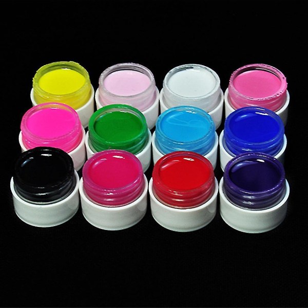 12 färger Uv Gel Zebra Brush Nail Art Tool Kit Manikyr