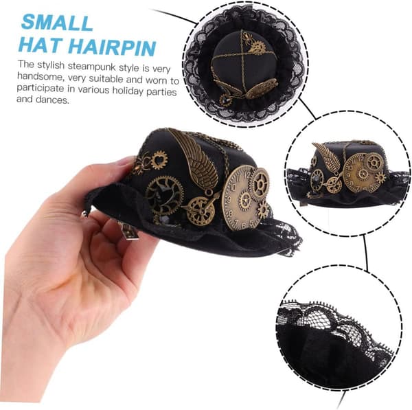 Retro Høj Hat til Performance Steampunk Hat Hårnål som Hårtilbehør til Piger under Halloween