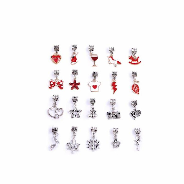 DIY-Charm Armband Set med Distanspärlor, Hängsmycken och Tillbehör Red