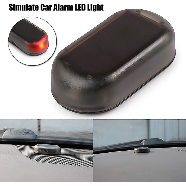Solar Car Alarm Led Light, Simulera imitation Säkerhetssystem Varning Stöld Blixt Blinkande lampa