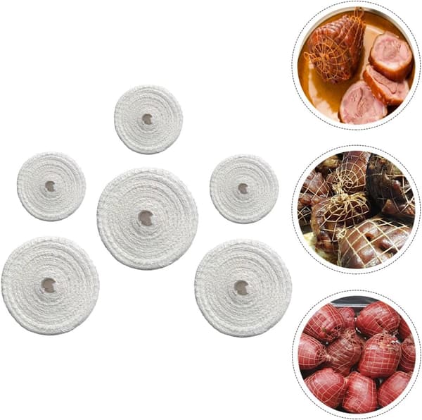 6 rullar bomullsskinka korvnät rep köttnät rulle vitt köksförpackningsnät för att binda kött