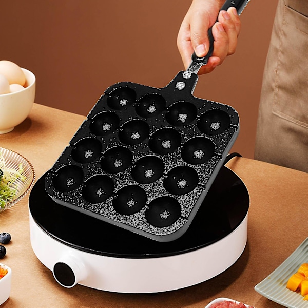 16 Huller Aluminium Takoyaki Maker Grillpande Blækspruttebold Plade Hjemmemadlavning Bageformer Form Bakke Ba