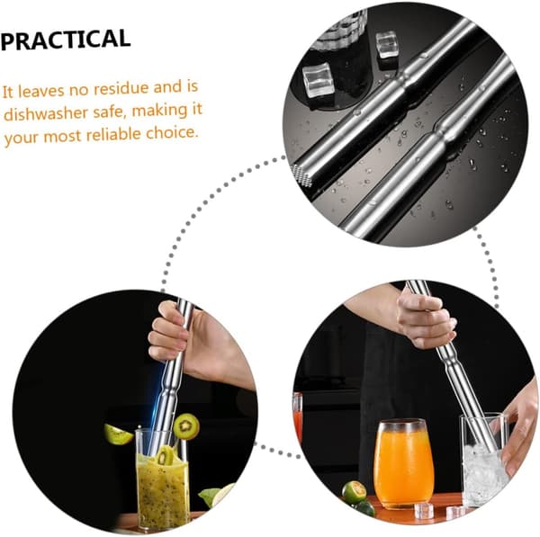 Cocktailmuddler i rustfritt stål Ismuddler Drikkerørepinne Bartilbehør Hjemmebruk Klassisk design
