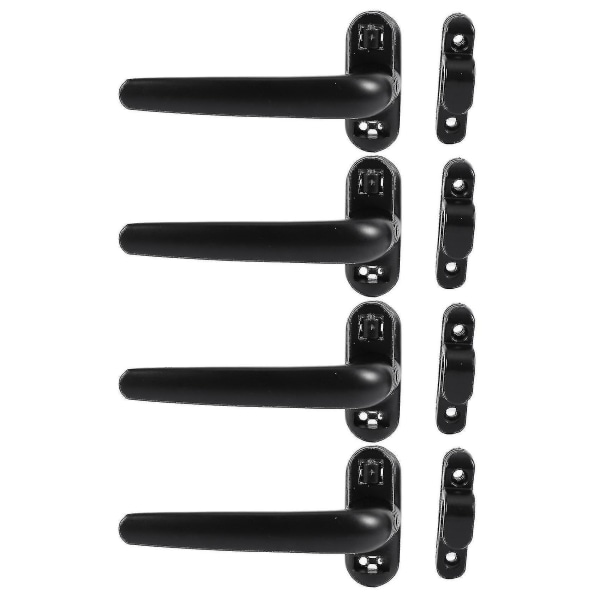 4x Dörr- och Fönsterhandtagslås Fönsterlås Hjulhandtag Svart