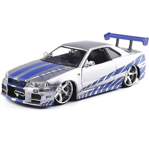 Uusi 1:24 Nissan Gtr R34 Skyline Ares Leikkiauto Metalli Valettu Auto Malli Miniatyyrimittakaava Autolelut Lapsille Silver