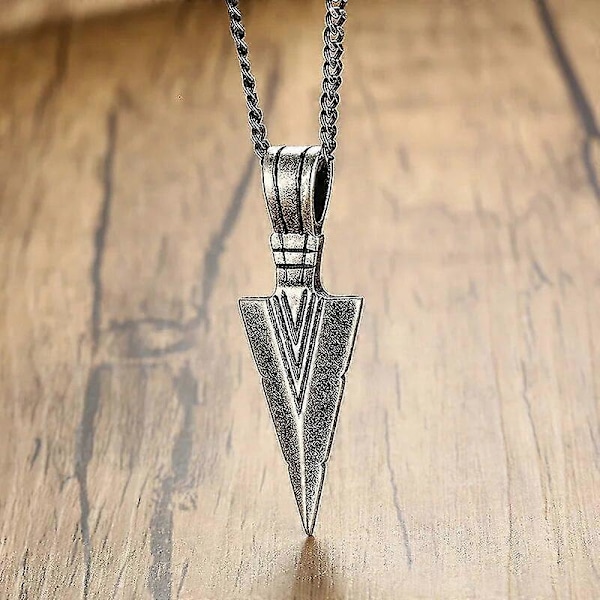 Miesten Kylmä Vintage-Nuoliriipuskaulakoru Monivärinen Ruostumaton Teräs Mies Rock Punk Lahjat Korut Black 24 chain