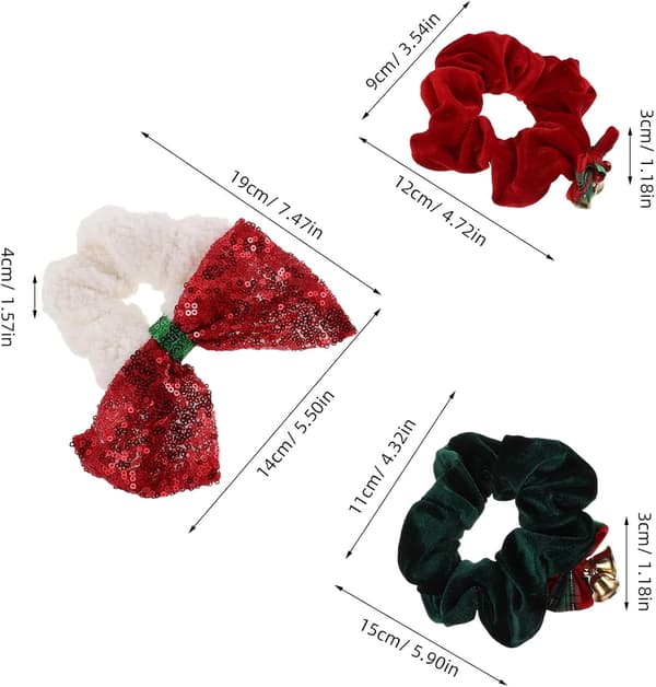 5 st julhårscrunchies elastisk hästsvanshållare julhårband klock- och rosettdesign