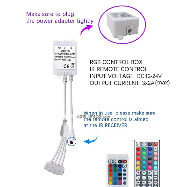 Høykvalitets Ir 44 Key Rgb Controller 4-veis integrert uttak