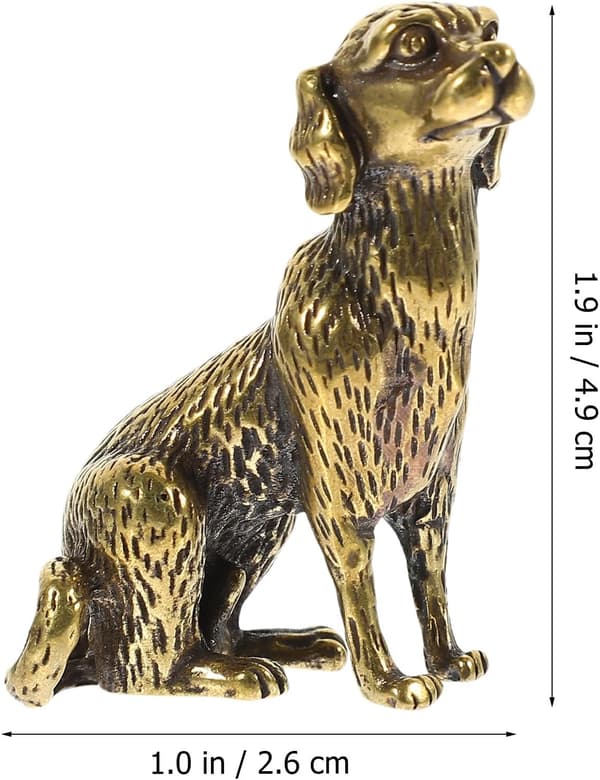 Messing hundestatue, solid antikk stil, realistisk tekstur for romdekorasjon