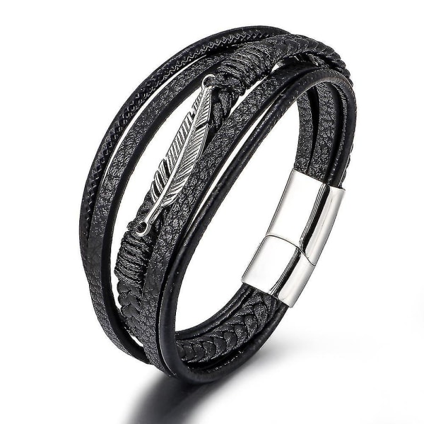 Men's Multilayer Leather Bracelet Magnetic Buckle Multilayer Wrap