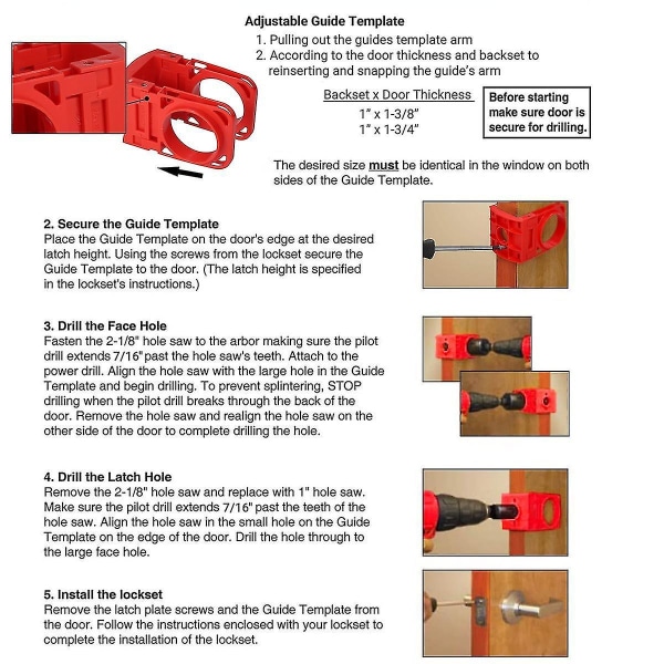 Låsinstallasjonssett Guidemal Tredører Justerbar