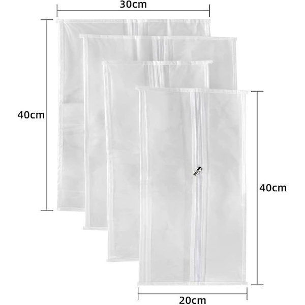 Resväska för skor, vattentät förvaringspåse med blixtlås för män och kvinnor (4-pack vit)